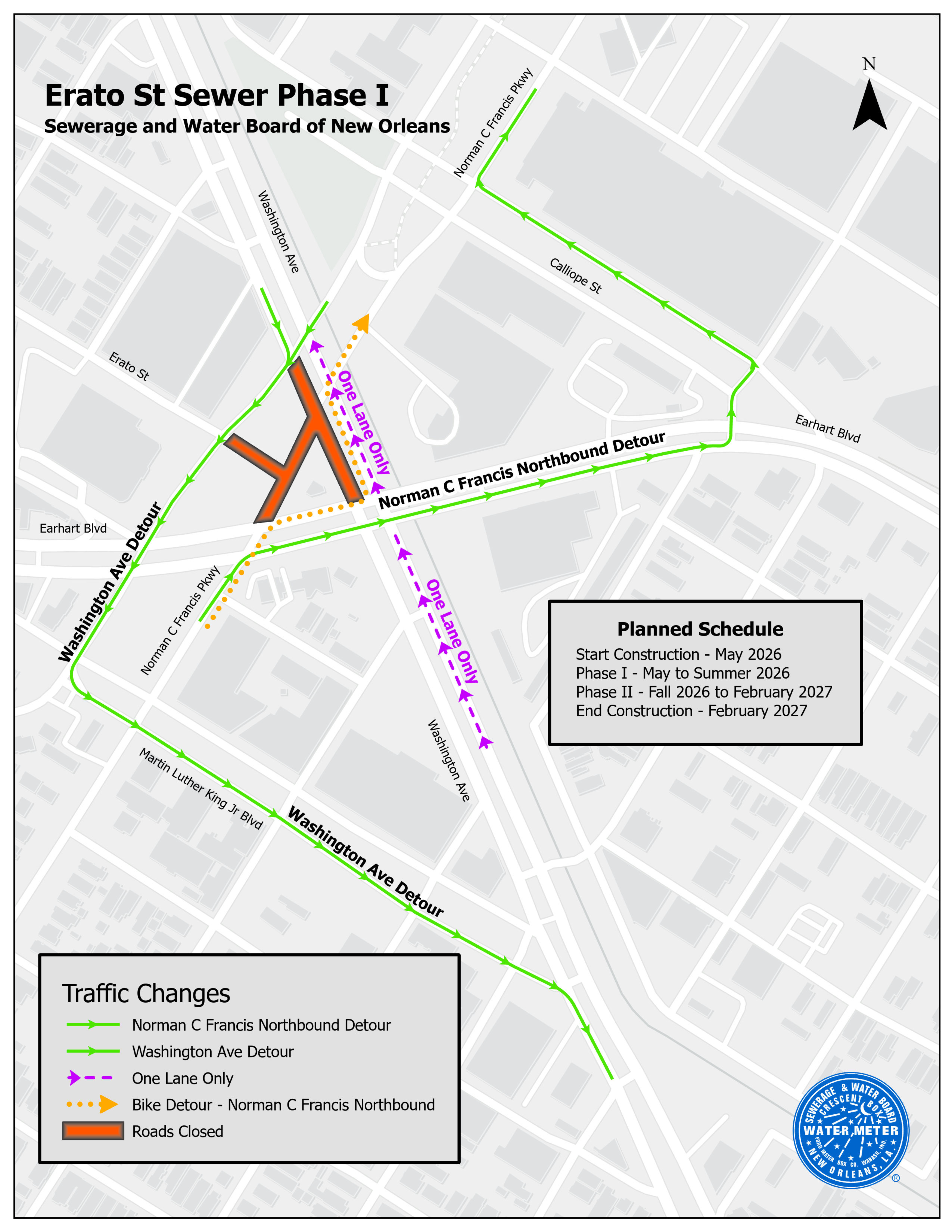 Erato St Sewer Relocation Traffic Advisory